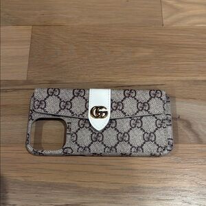 Designer Phone Case with Logo - White and Brown